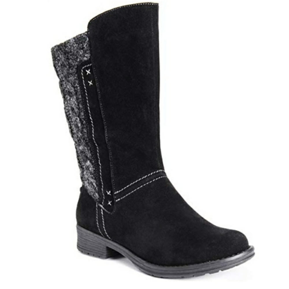 Muk Luks Casey Knit Back Boots Size 7 Black